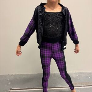 Purple Black Plaid Hip Hop Costume